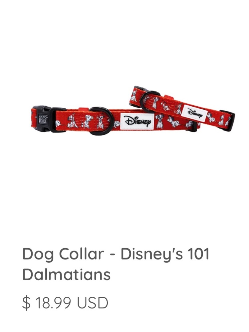 Disney x Sassy Woof 101 Dalmatians Dog Collar - Picture 3 of 3